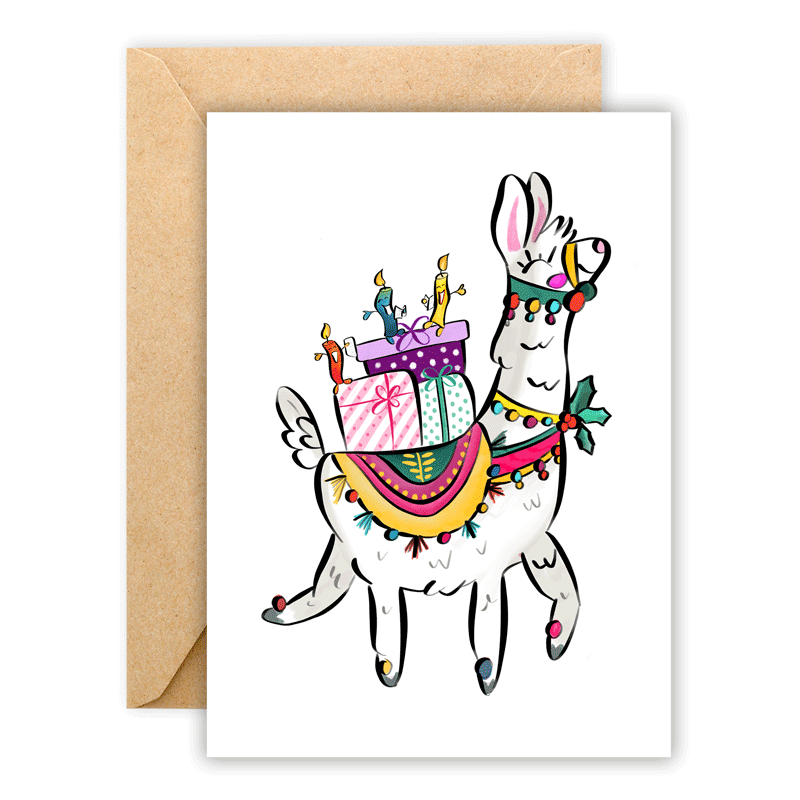 Festive Llama • Greeting Card