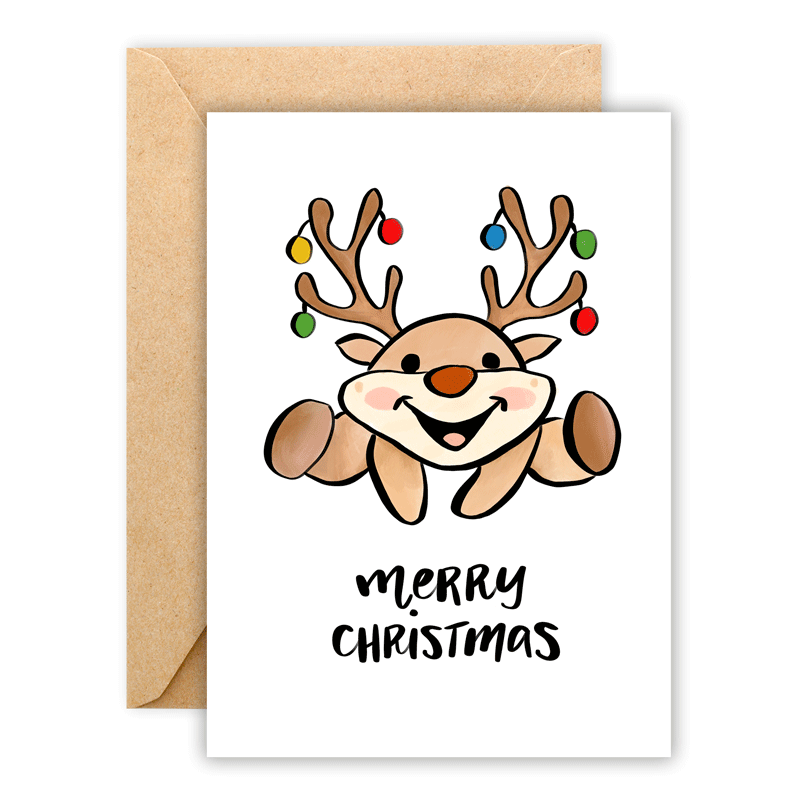 Merry Christmas Reindeer • Greeting Card