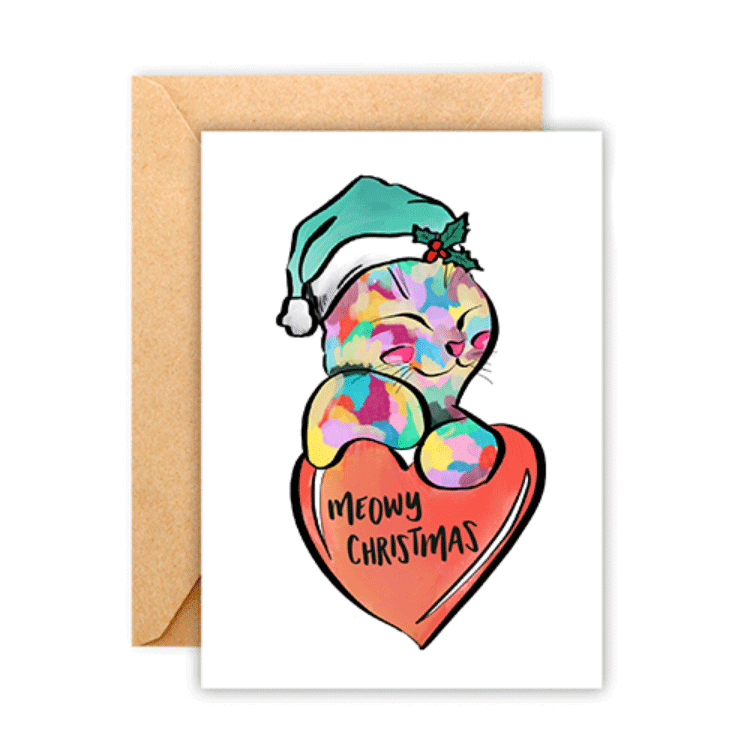 Meowy Christmas Cat • Greeting Card