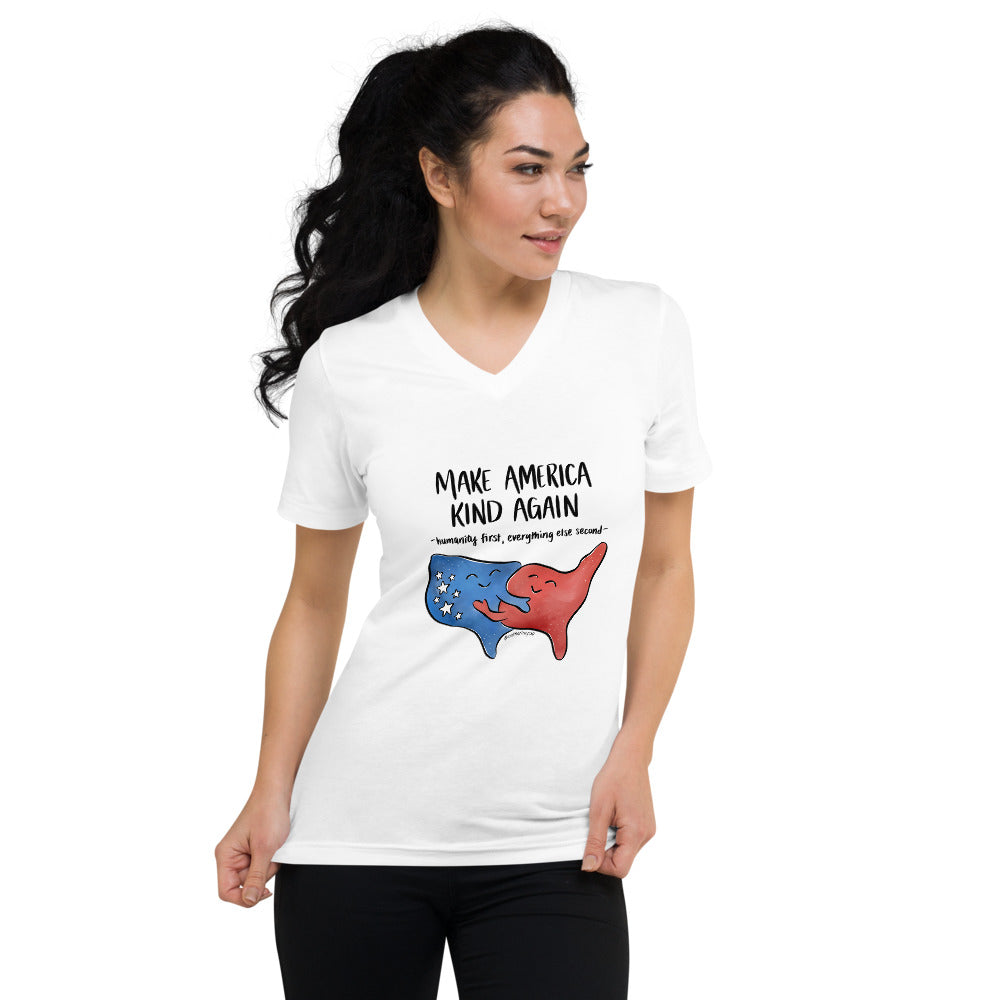 Make America Kind Again • Unisex V-Neck T-Shirt